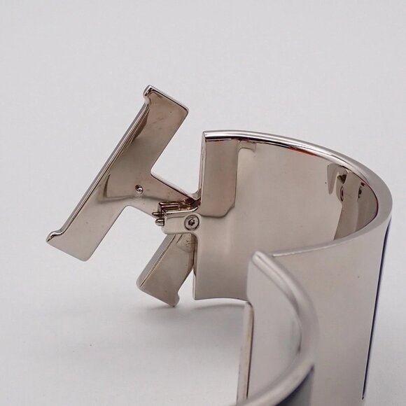 HERMES Logo Clic-Clac H XL Bracelet Black Silver 85RL215 - Picture 7 of 16